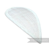 Petershams Millinery Supplies white teardrop shaped sinamay hat base for fascinator making