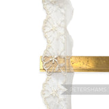 Petershams Millinery Supplies 40mm white embroidered tulle lace trim with delicate star and leaf pattern