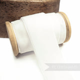 Petershams Millinery Supplies 36mm white French velvet ribbon on a wooden spool for millinery and craft projects