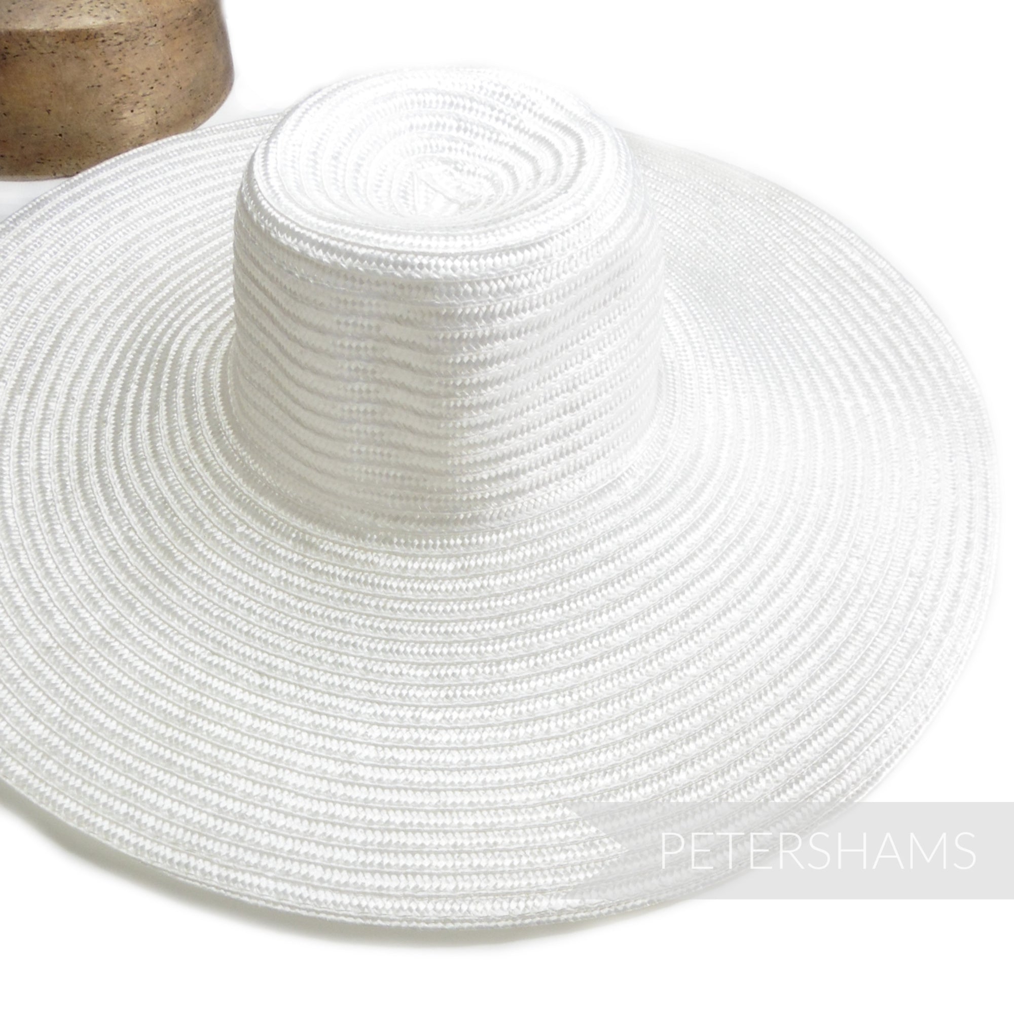 Petershams Millinery Supplies white visca braid capeline hat with an extra large brim for millinery projects.