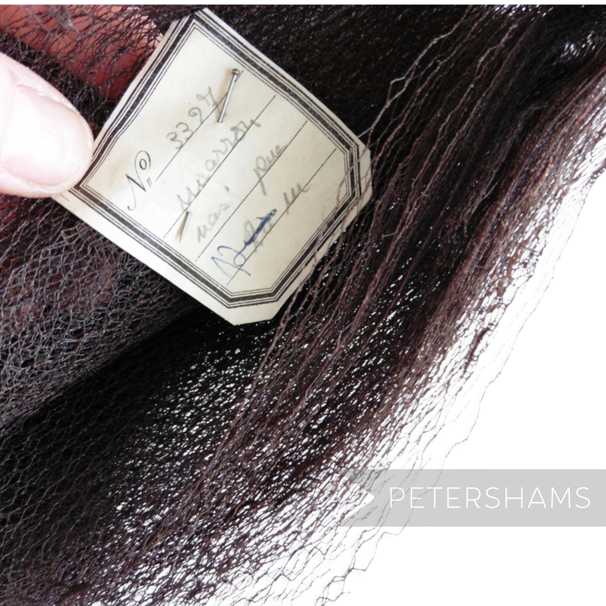 Petershams Millinery Supplies Wilma vintage dark brown honeycomb veiling with floral pattern weave made in France