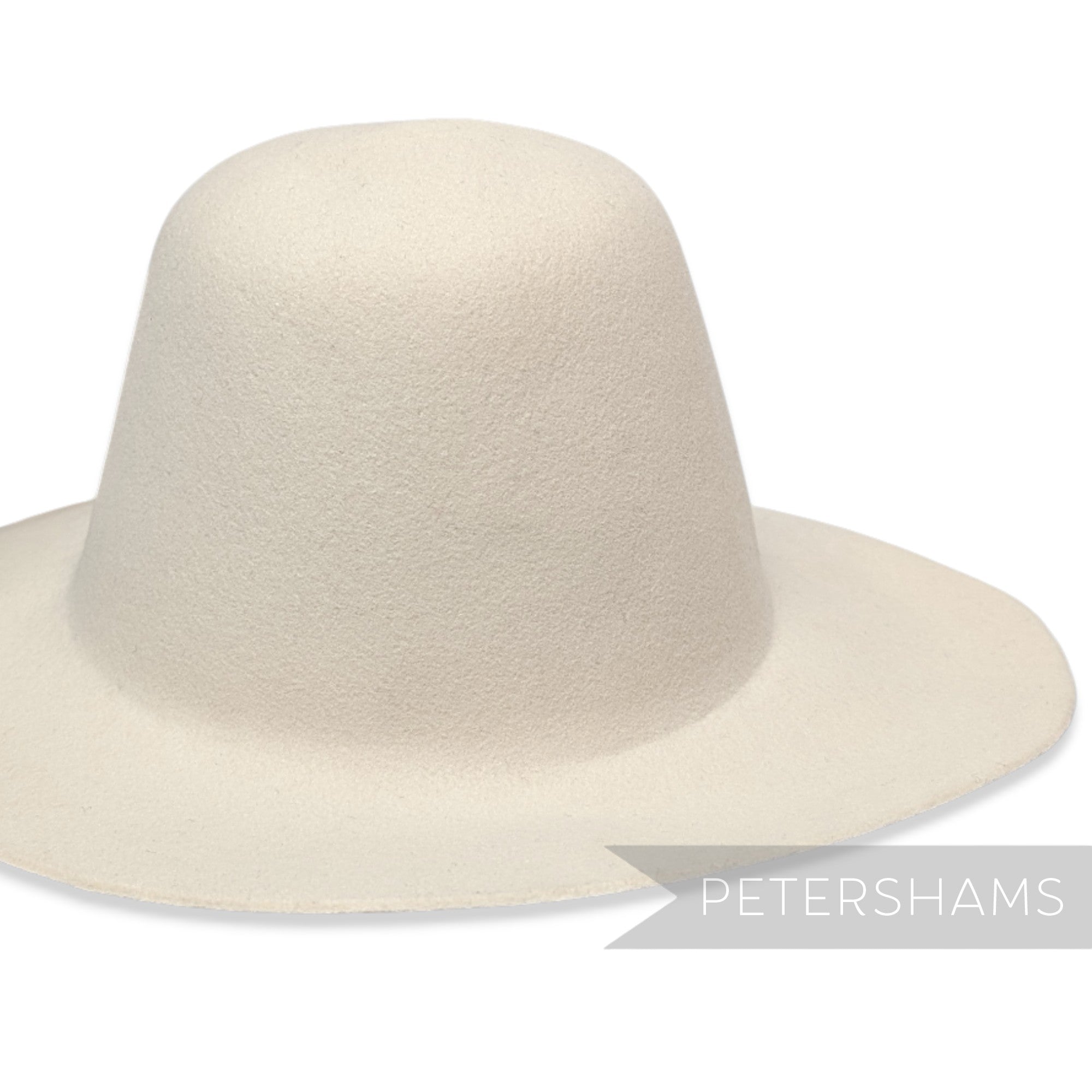 Petershams Millinery Supplies off-white wool felt capeline hat body for millinery and hat blocking projects.