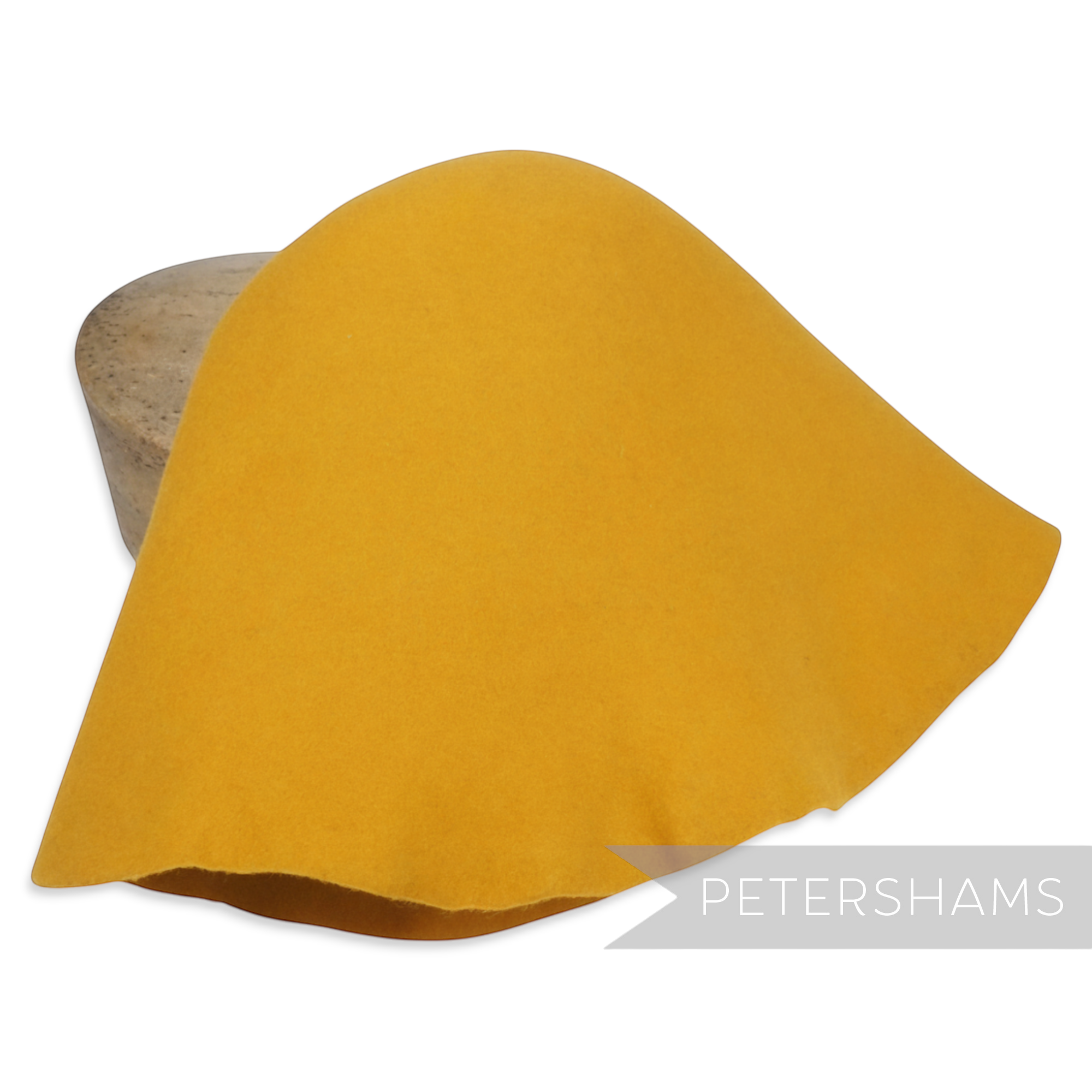 Petershams Millinery Supplies mustard wool felt cone hat body for millinery blocking and fascinator making.