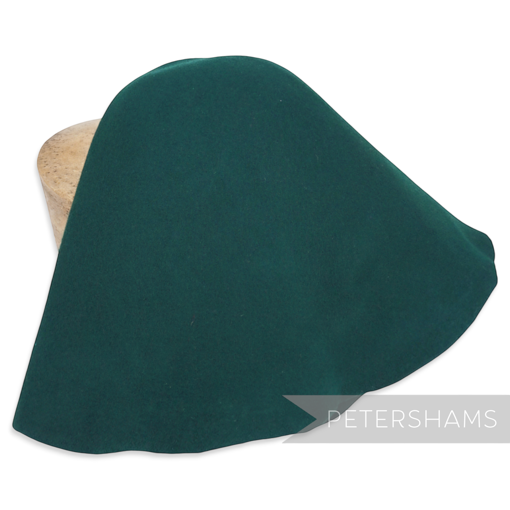 Petershams Millinery Supplies bottle green wool felt cone hat body for millinery and hat blocking projects.