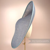 Petershams Millinery Supplies extra large 52cm sloped dark grey  sinamay hat base with petersham ribbon edge