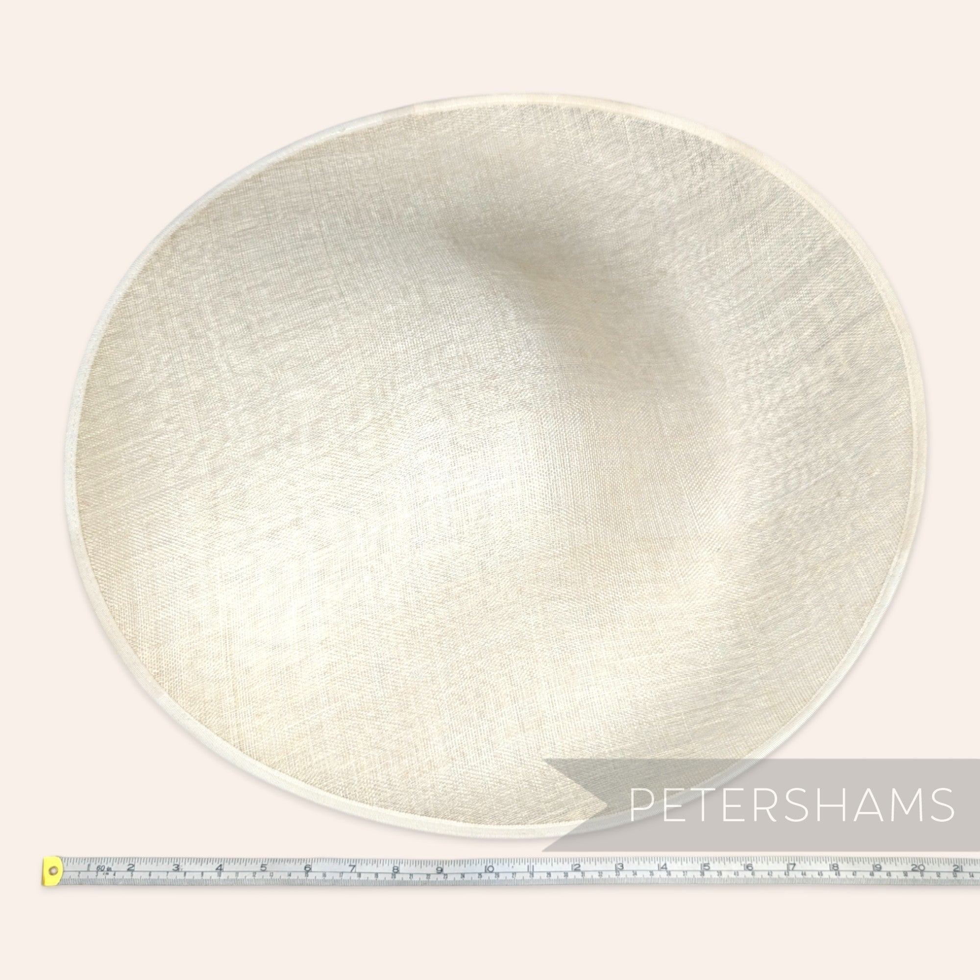 Petershams Millinery Supplies extra large 52cm  sinamay sloped hat base with petersham ribbon edge