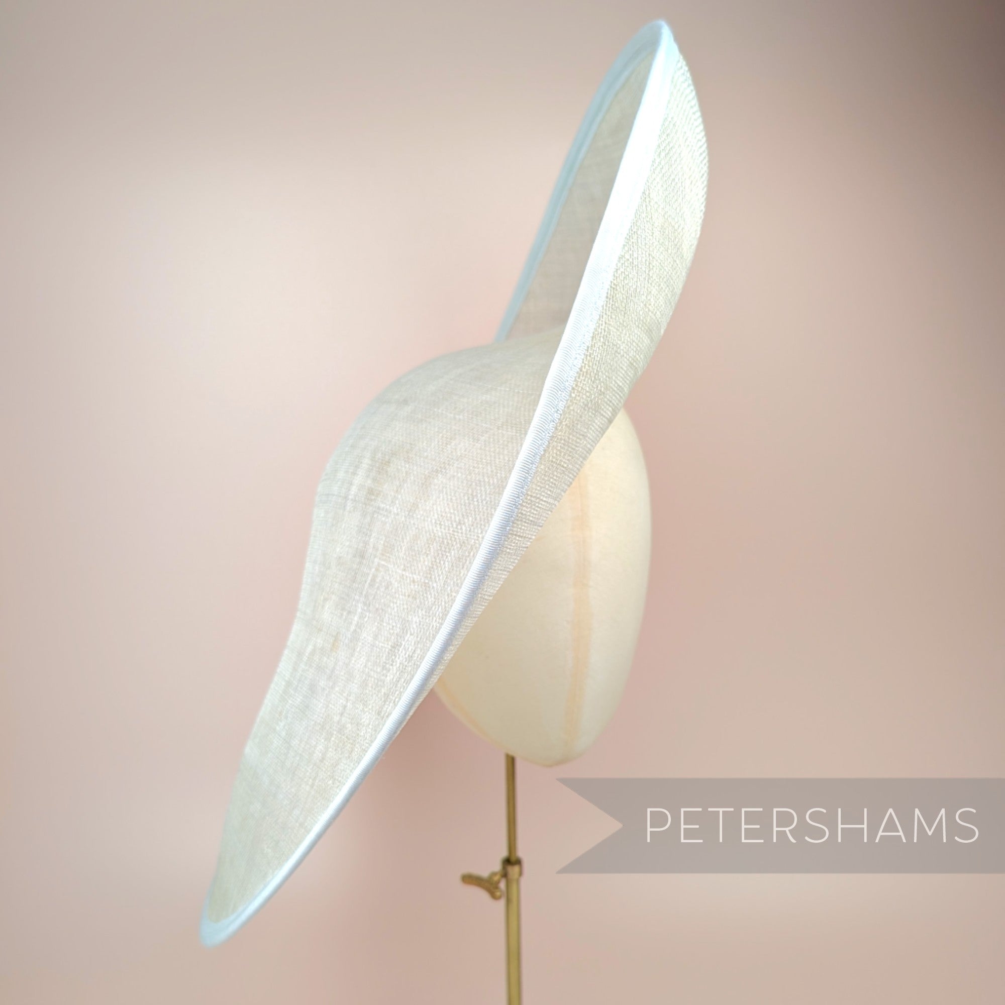Petershams Millinery Supplies extra large 52cm sloped sinamay hat base in pewter