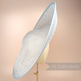 Petershams Millinery Supplies extra large sloped sinamay hat base in pewter with petersham ribbon edge