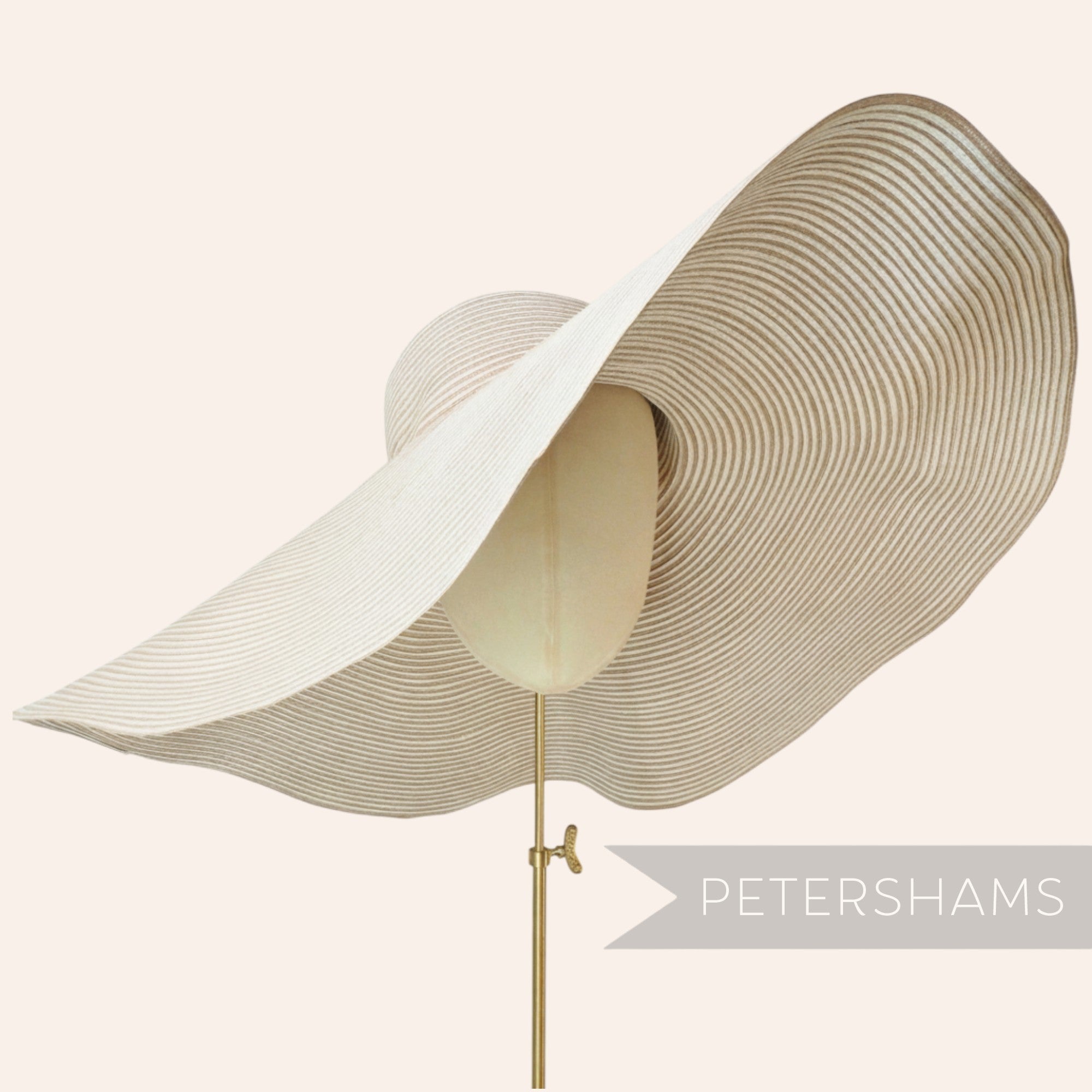 Petershams Millinery Supplies ginormous XL ivory and latte two-tone striped polybraid capeline hat body