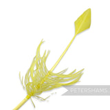 Petershams Millinery Supplies lemon lime turkey quill feather cut into an arrowhead shape with decorative barbed accents