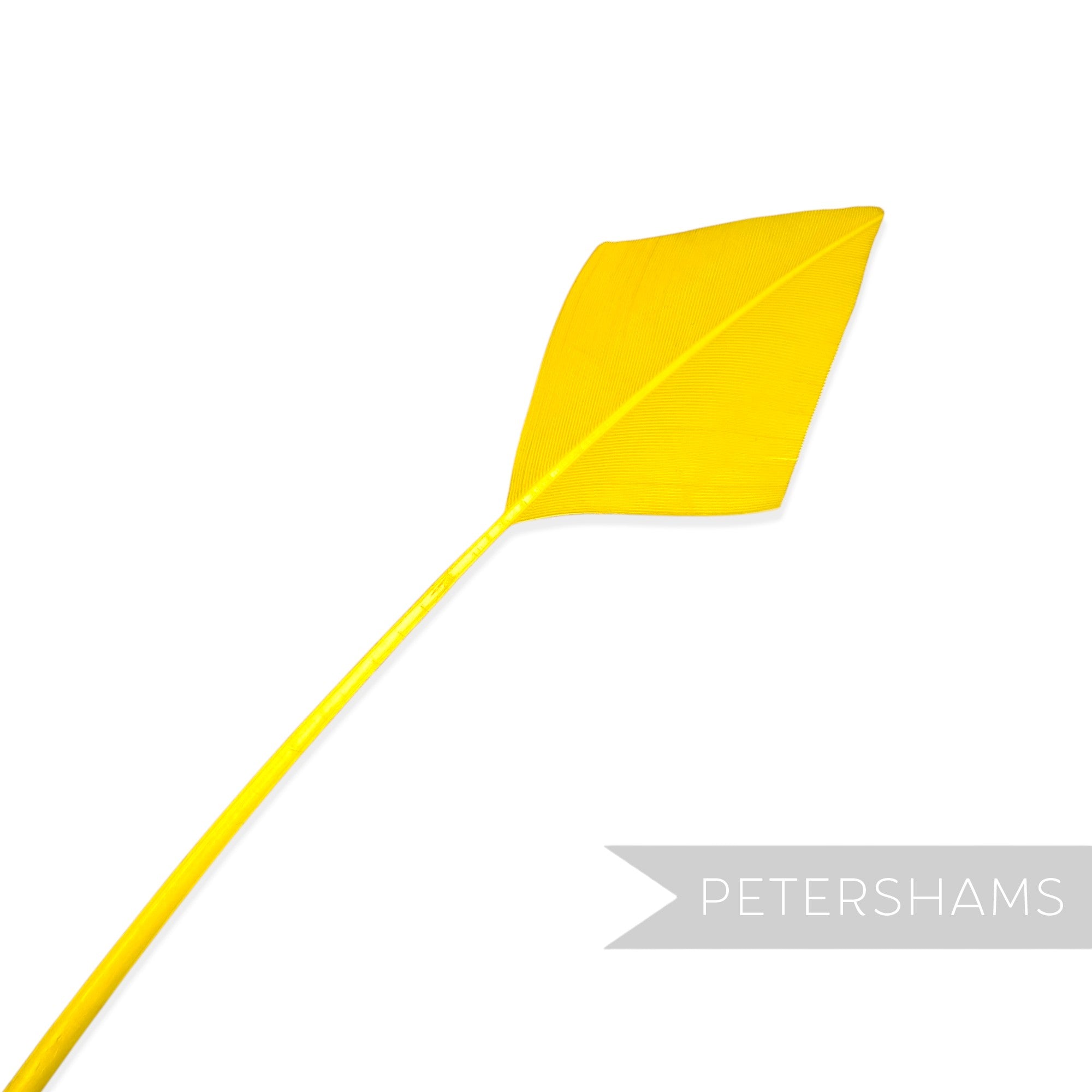 Petershams Millinery Supplies bright yellow arrowhead turkey quill feather for hats and fascinators