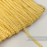 Petershams Millinery Supplies vintage 1950s yellow cotton Nottingham guipure lace trim with a delicate leafy design