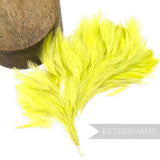Petershams Millinery Supplies large yellow stripped hackle feather mount on a wired stem for hat making