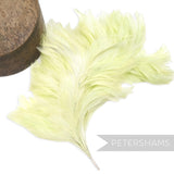 Petershams Millinery Supplies pale yellow stripped hackle feather mount on a wired stem for hat making