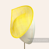 Petershams Millinery Supplies Diana yellow sinamay fascinator hat base with a pointed scallop edge