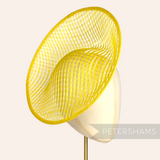 Petershams Millinery Supplies Amanda yellow lattice weave sinamay fascinator hat base with a deep upward scoop