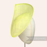 Petershams Millinery Supplies Diana lemon lime green sinamay fascinator hat base with a pointed scallop edge