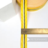Petershams Millinery Supplies vintage 20mm yellow striped moire grosgrain ribbon with black and white accents