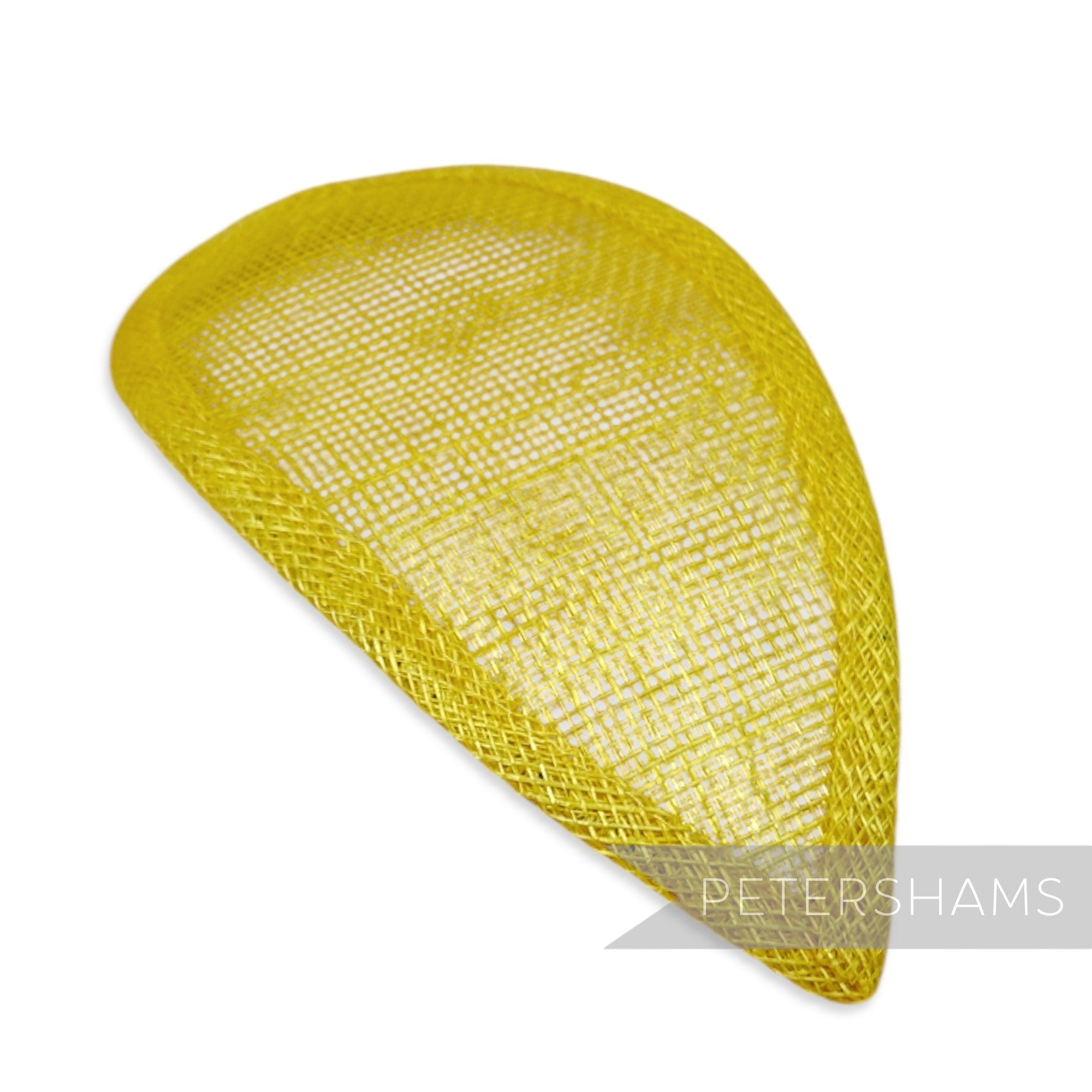Petershams Millinery Supplies yellow teardrop shaped sinamay hat base with wired edges for millinery projects