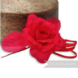 Petershams Millinery Supplies Zahra red silk flower hat mount with wired leaves and stem for millinery projects