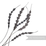 Petershams Millinery Supplies pack of five black coque feathers trimmed into a decorative zig zag pattern