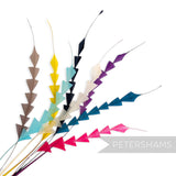 Petershams Millinery Supplies multi-colored zig zag coque feathers for hat making and millinery projects