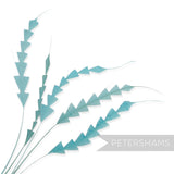 Petershams Millinery Supplies pack of 5 teal coque feathers hand-trimmed into a decorative zig zag pattern