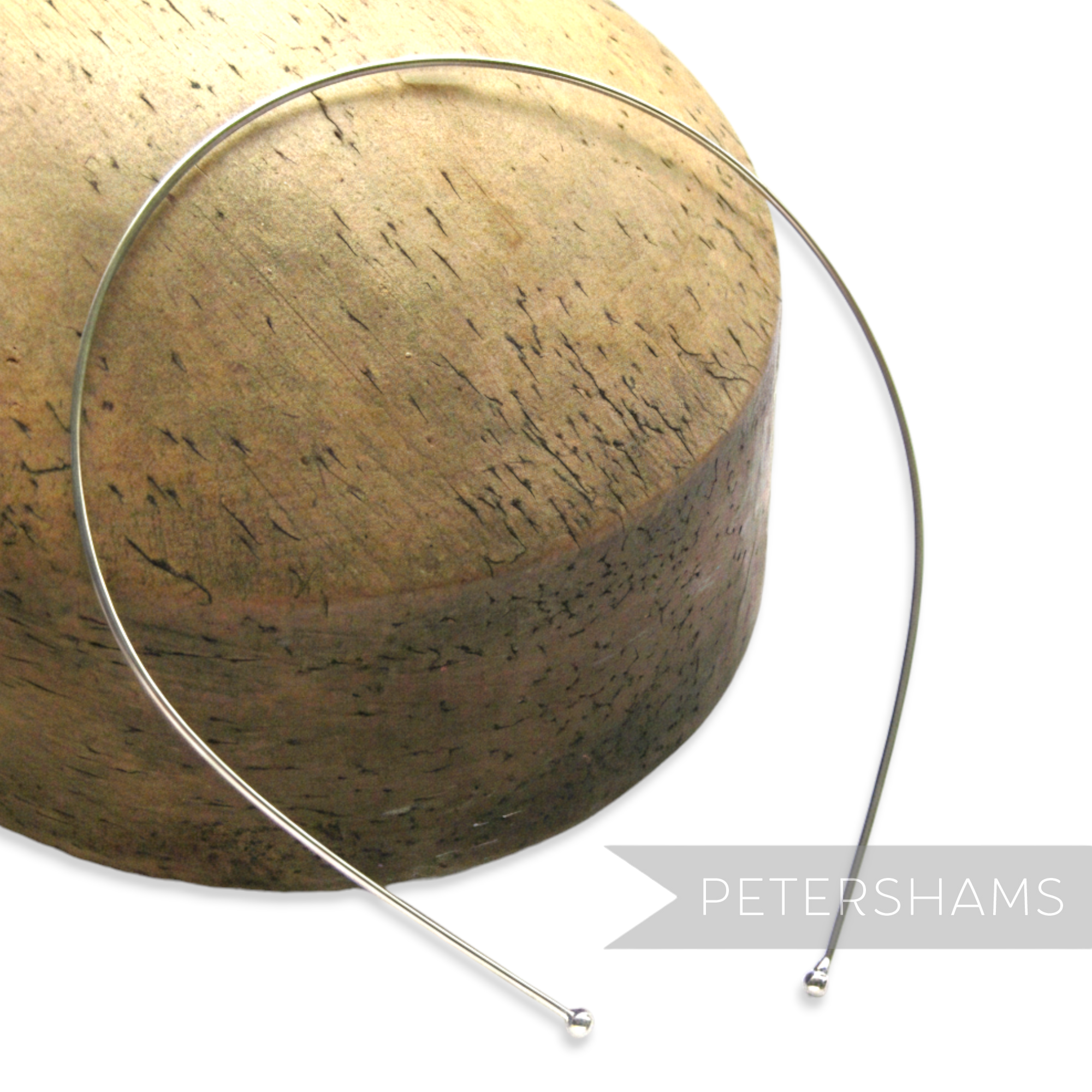 Petershams Millinery Supplies thin silver metal tiara headband, 1.5mm gauge, ideal for crafting.