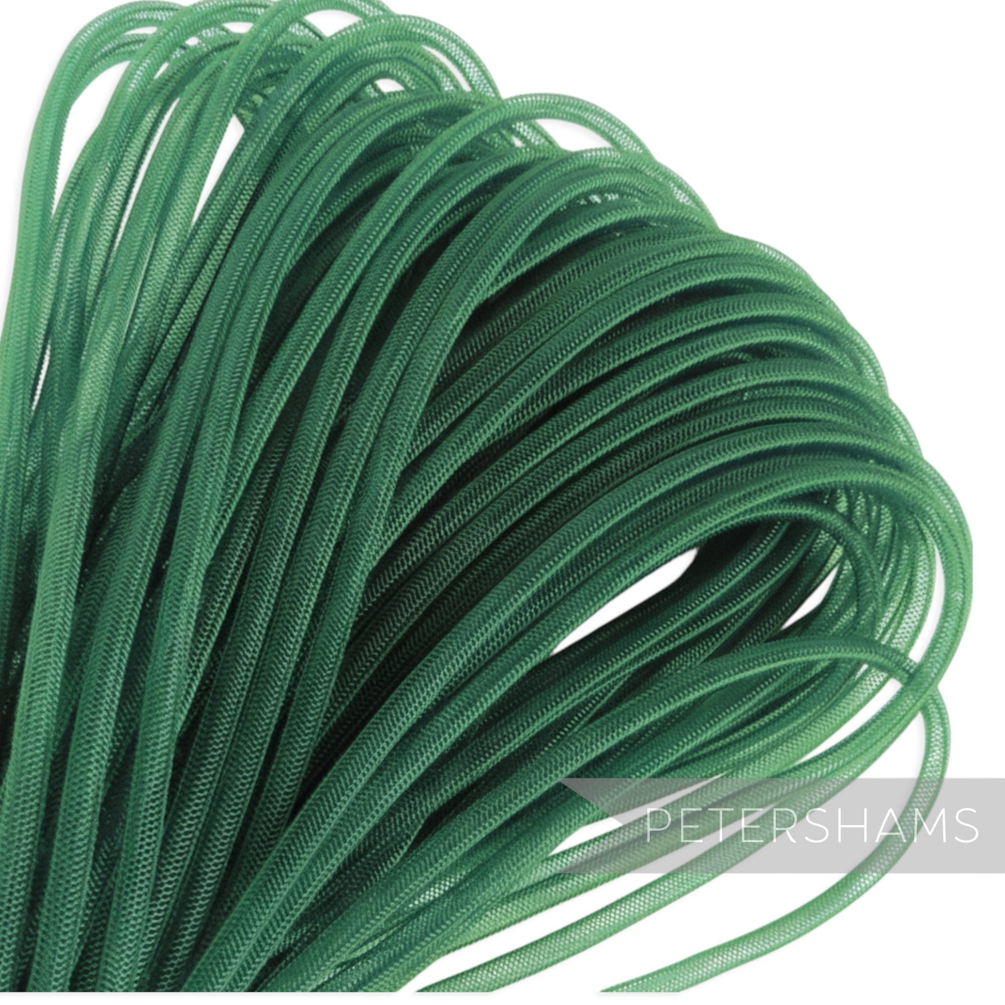 Petershams Millinery Supplies 4mm green tube crinoline, a slightly sheer mesh trim for hat making and embellishments.