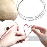 Petershams Millinery Supplies red tubular crin forming a heart shape over black wire for headbands.