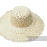Petershams natural straw capeline hat body with a zig-zag weave and wide brim. Vintage style.