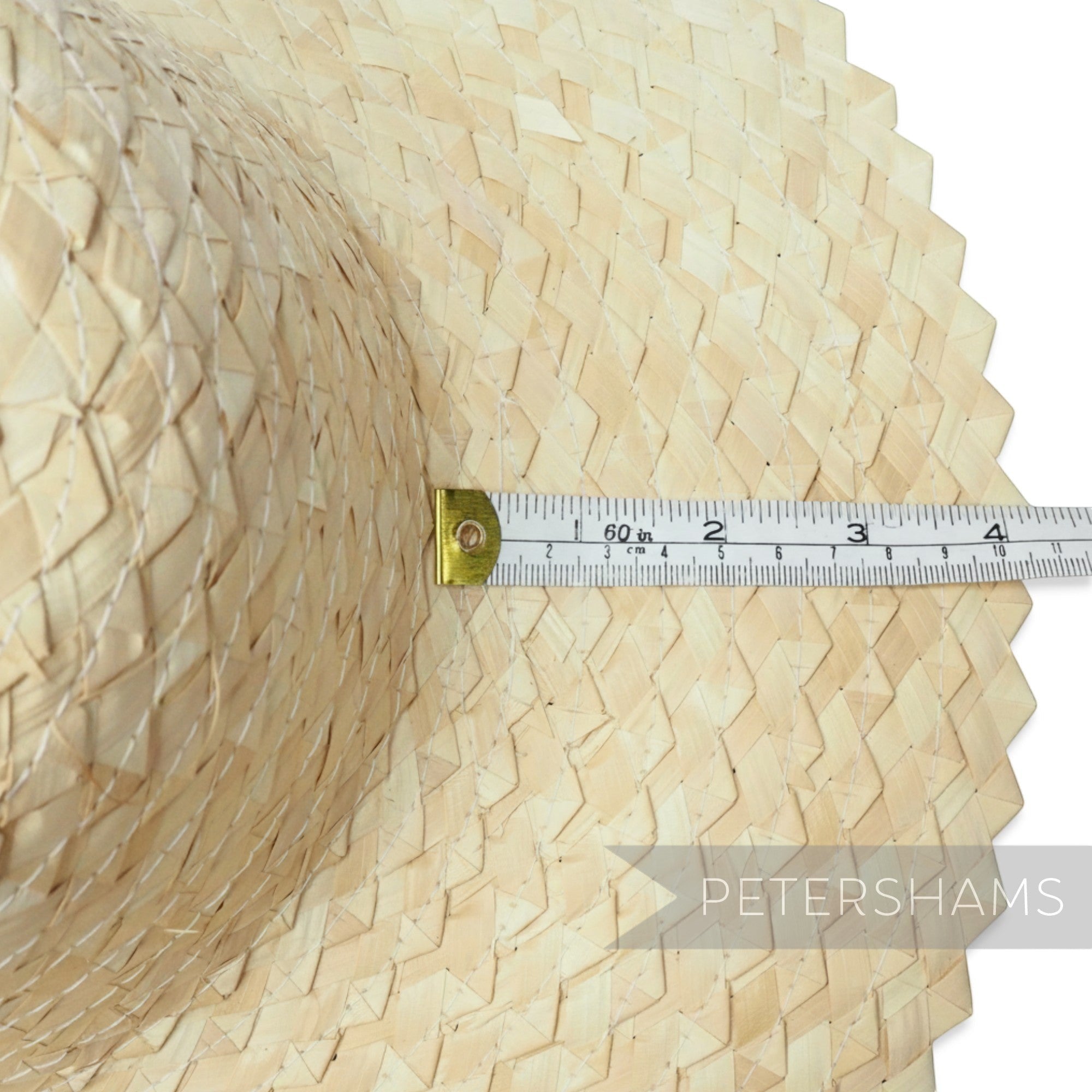 Petershams natural straw capeline hat body with zig-zag weave and 11-inch brim. Perfect for vintage summer hats.