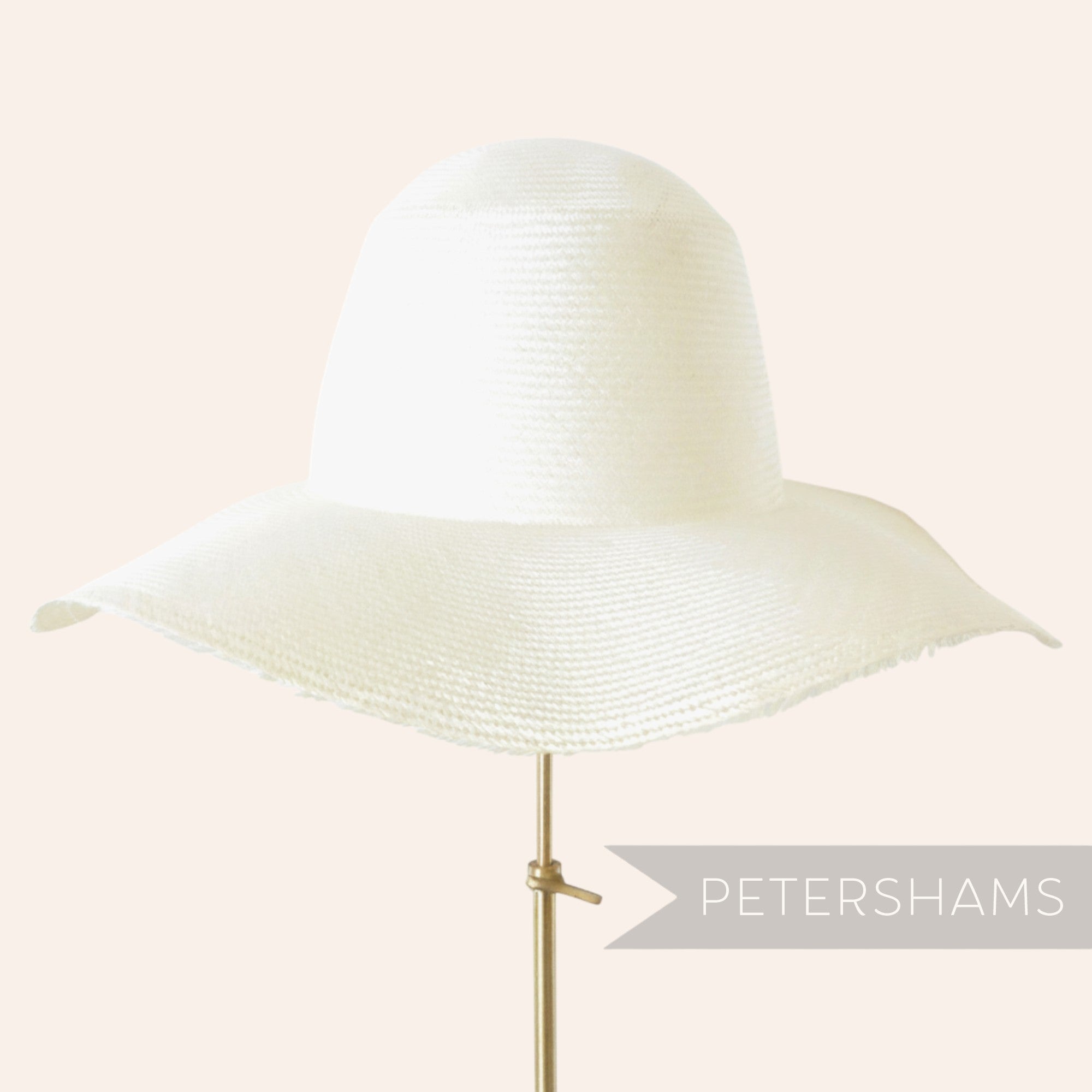 Petershams Millinery Supplies natural undyed parasisal straw capeline hat, circa 1950s/60s. Creamy white, fine 2x2 weave, wide brim.