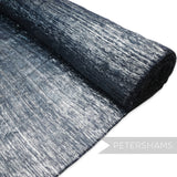 Petershams Millinery Supplies navy blue polyester abaca fabric with lurex threads, ideal for headpieces.