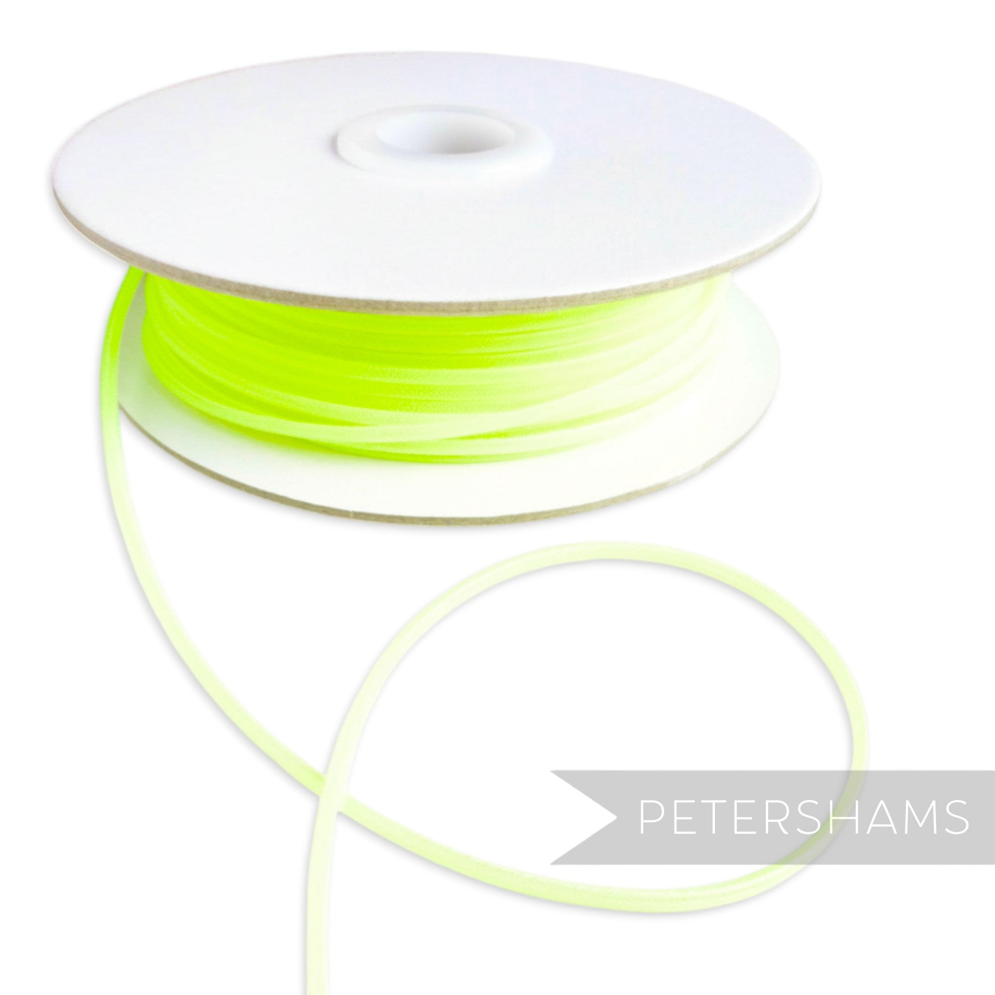 Petershams Millinery Supplies neon yellow 2.5mm tubular crinoline ribbon with central thread for gathering.