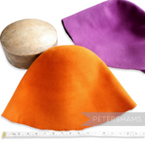 Petershams Millinery Supplies orange velour felt cone hat body, a soft material for hat making.