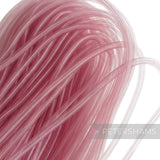 Petershams pink 8mm tube millinery crin, a slightly sheer mesh trim with gathered threads, ideal for hat making and decorative accents.