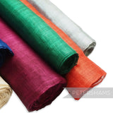 Petershams Millinery Supplies Pinokpok hammered abaca fabric in various colours including cream, blue, magenta, green, orange and grey. Sold by the half metre.