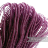 Petershams 8mm tube millinery crin in deep plum purple, a sheer mesh trim for hat making and embellishments.