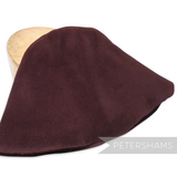 Petershams Millinery Supplies deep plum velour fur felt cone hat body, made in Europe from hare fibres.