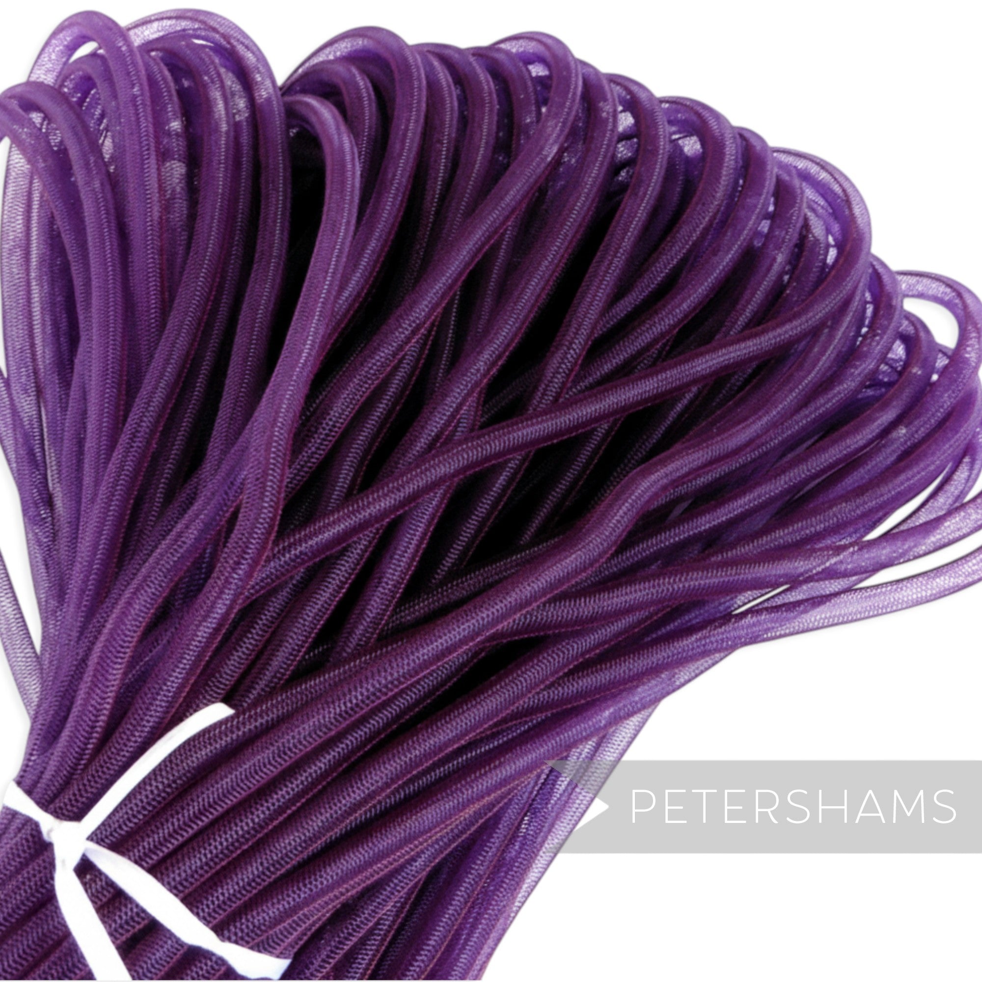 Petershams purple 6mm tube millinery crin, a slightly sheer mesh trim for hat making and embellishments.