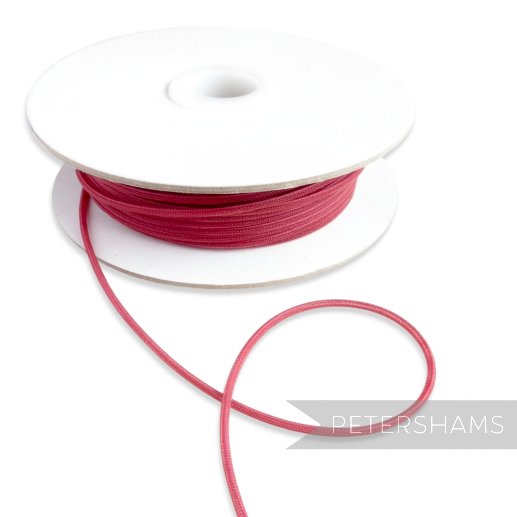 Petershams Millinery Supplies raspberry pink 2.5mm tubular crinoline trim with a central thread for gathering.