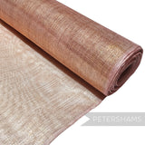 Petershams Millinery Supplies rose gold metallic lurex threaded sinamay fabric for hat making. Lightweight and medium stiffened.