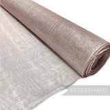 Petershams Millinery Supplies rose gold metallic lurex threaded sinamay fabric for hat making. Lightweight and medium stiffened.