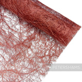 Petershams Millinery Supplies Tangle Tuft Sinamay Scrunch fabric in rust red, made from recycled abaca fibres.