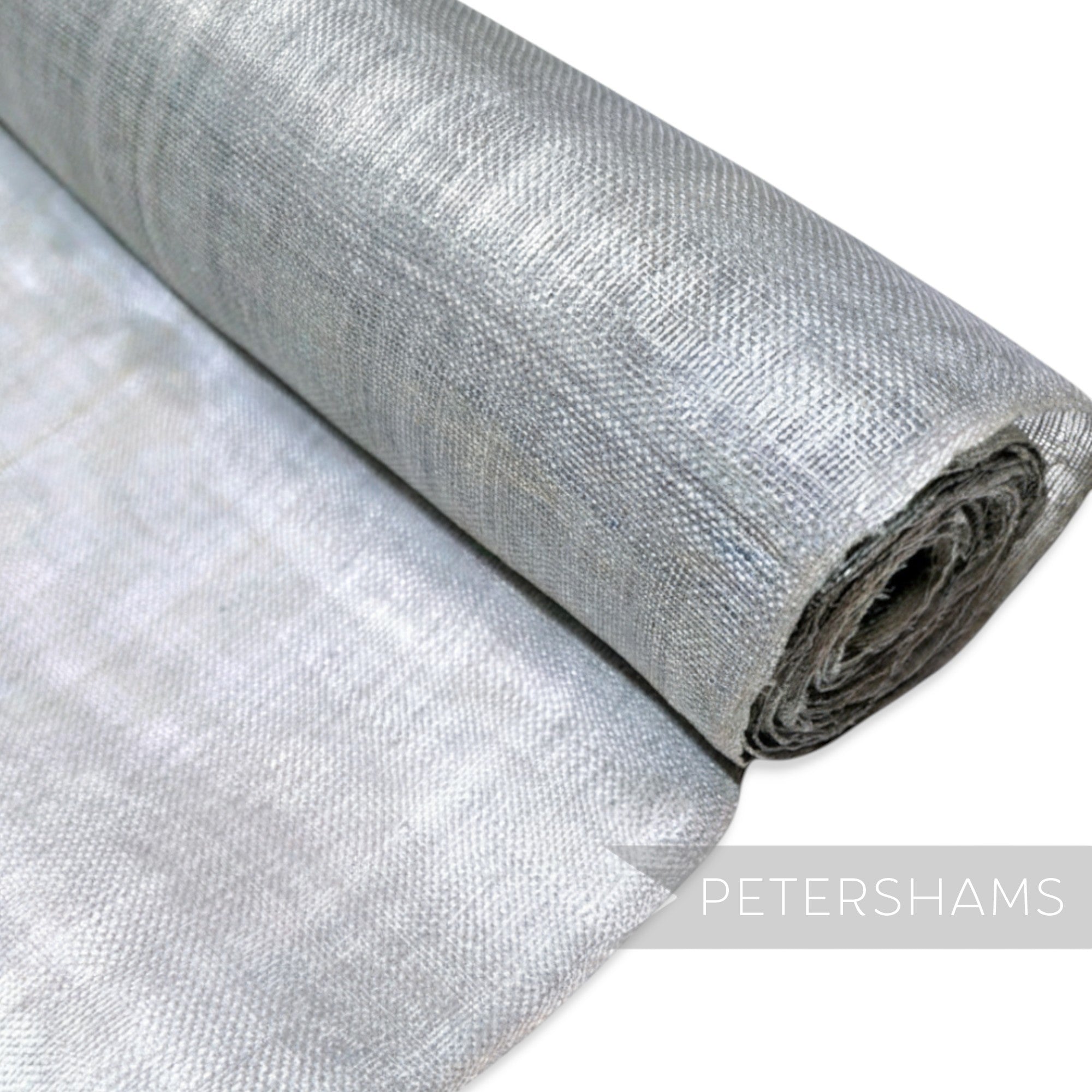 Petershams Millinery Supplies silver hammered abaca fabric, 1/2 metre. Shiny, soft straw fabric for hats and trims.