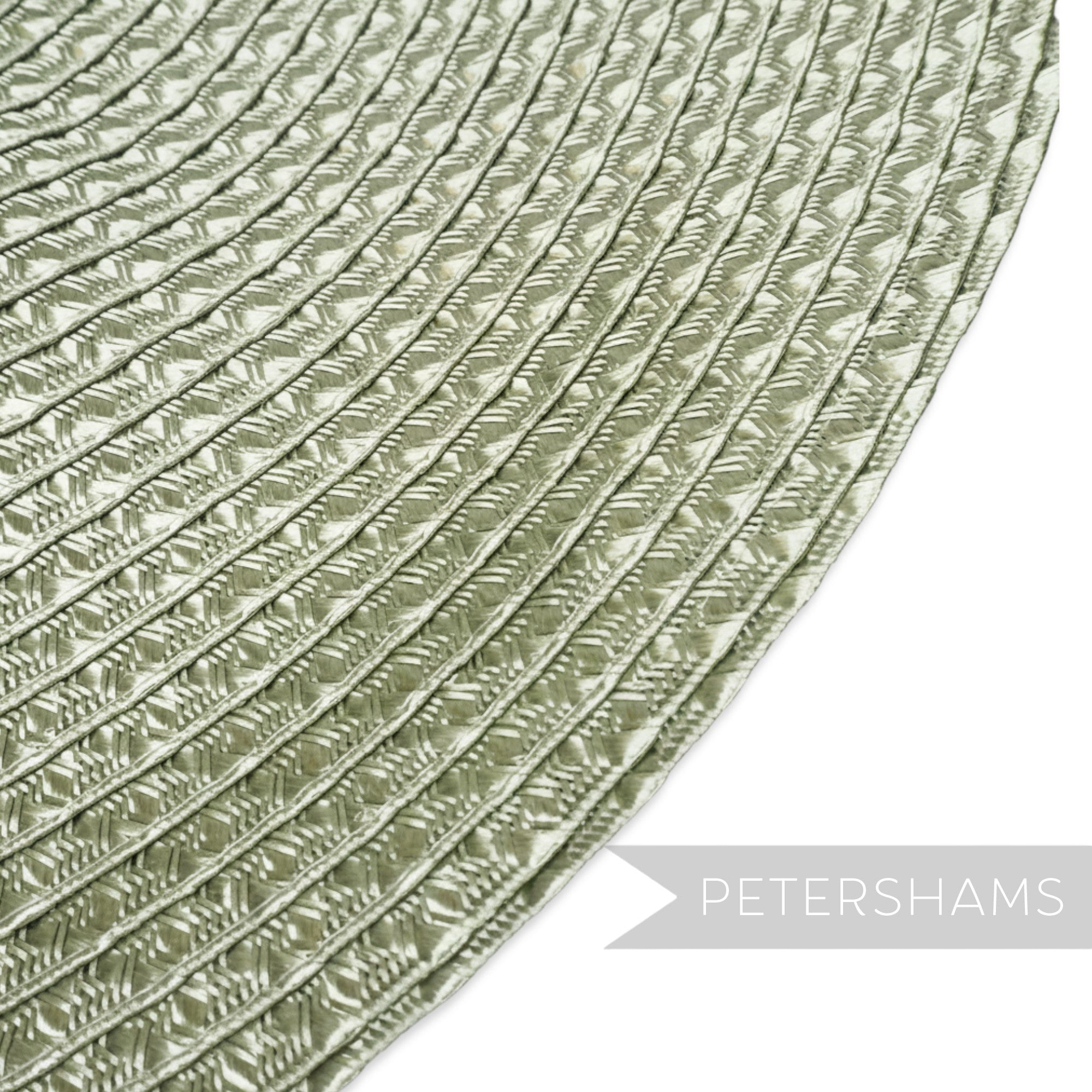 Petershams Millinery Supplies silver polybraid hat body with intricate weave pattern, 15 inch mega XL capeline.