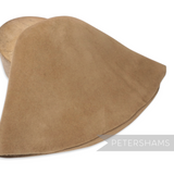 Petershams Millinery Supplies tan velour fur felt cone hat body, made from hare fibres, ideal for millinery projects.