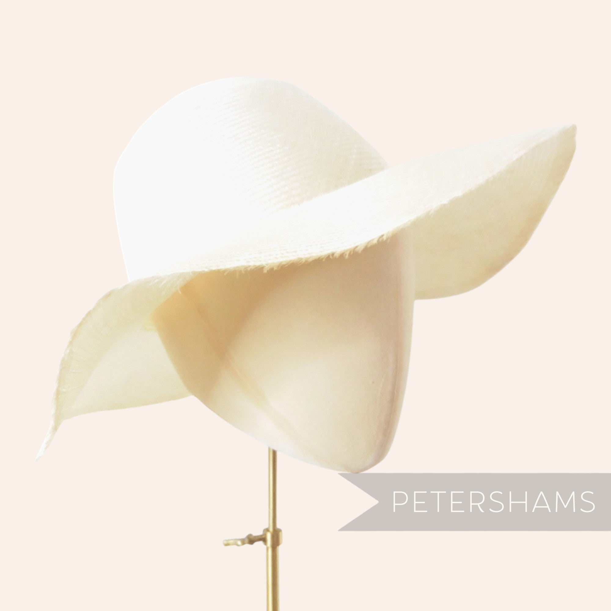 Petershams natural undyed parasisal straw capeline, 1950s/60s vintage, fine 2x2 weave, wide brim.