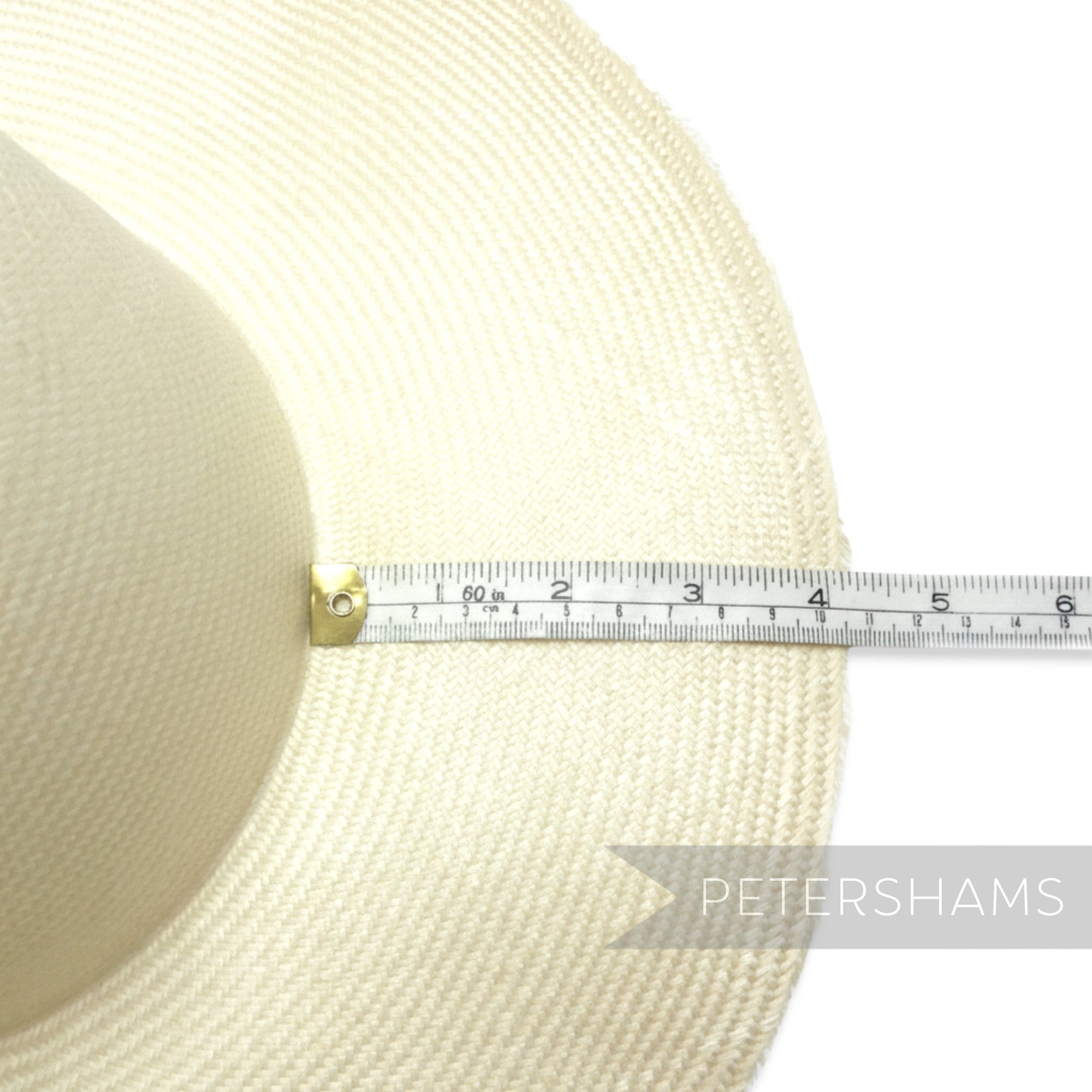 Petershams natural undyed parasisal straw capeline, 1950s/60s vintage, 2x2 weave, 10.5cm brim width.